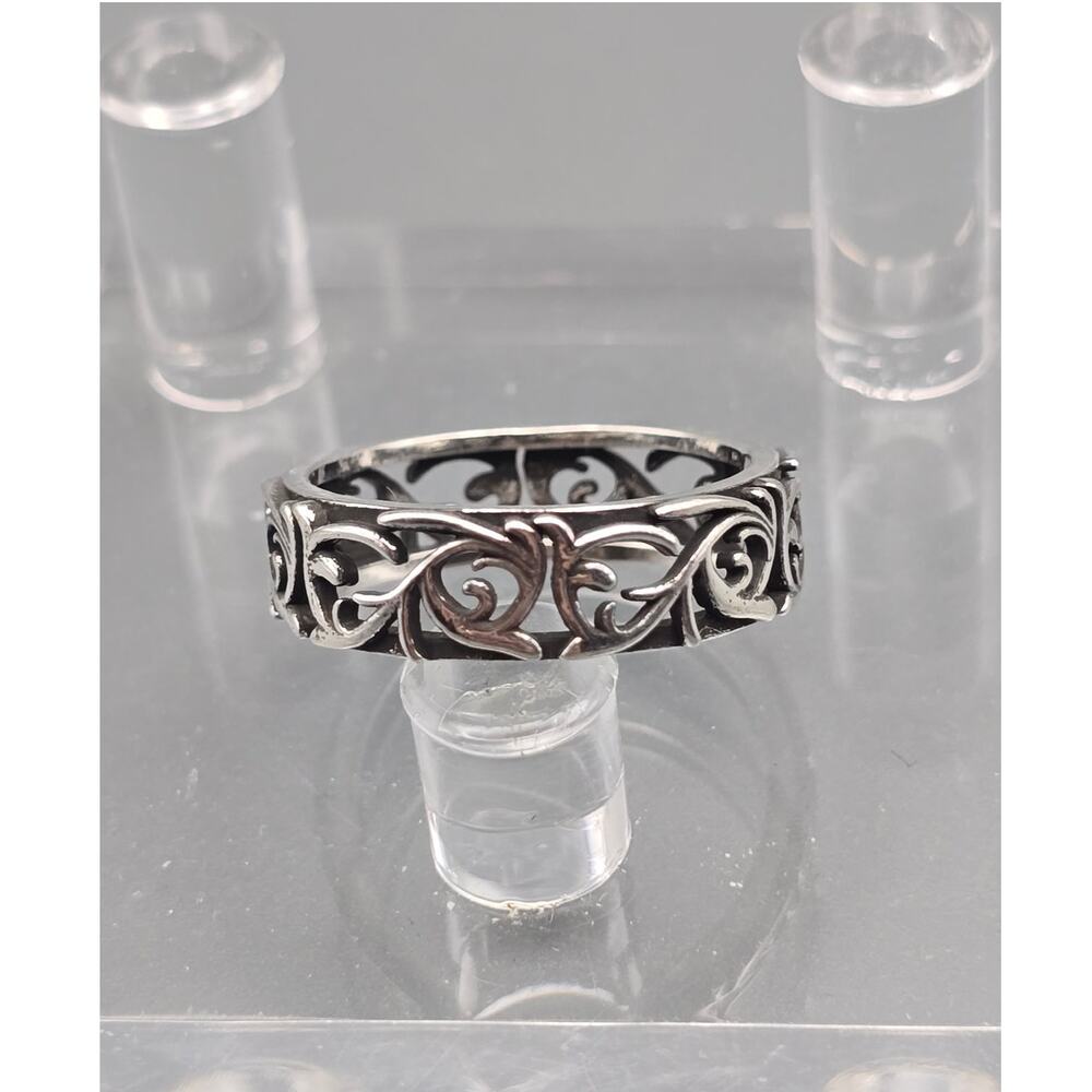 925 Sterling Silver Openwork Scroll Floral Ring Vine Band Women's Size 6-9